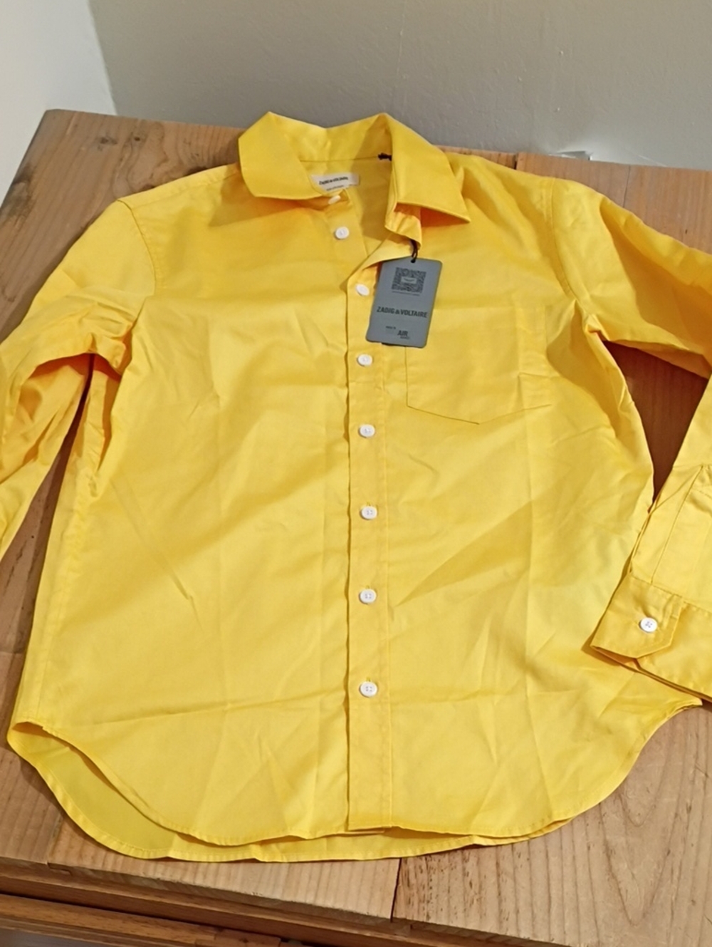 Zadig & Voltaire Taskiz Pop Sun Yellow Button Front Blouse Size XS NWT MSRP $268